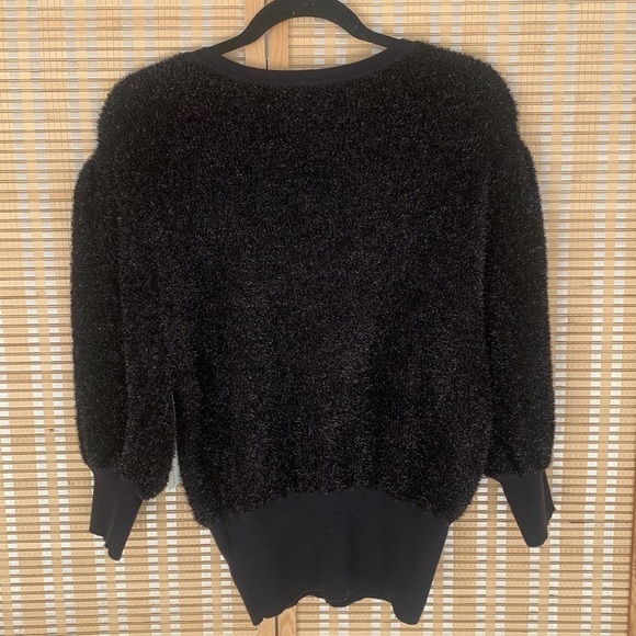 NWT Anthropologie MAEVE PAMELA TINSEL Black SHIMMER SWEATER size Small - Picture 8 of 15
